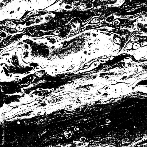 Black and white grunge texture. Vector abstract monochrome background. Old worn surface covered with dirt, scratches, cracks