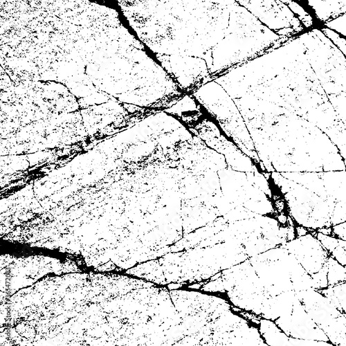 Black and white grunge texture. Vector abstract monochrome background. Old worn surface covered with dirt, scratches, cracks