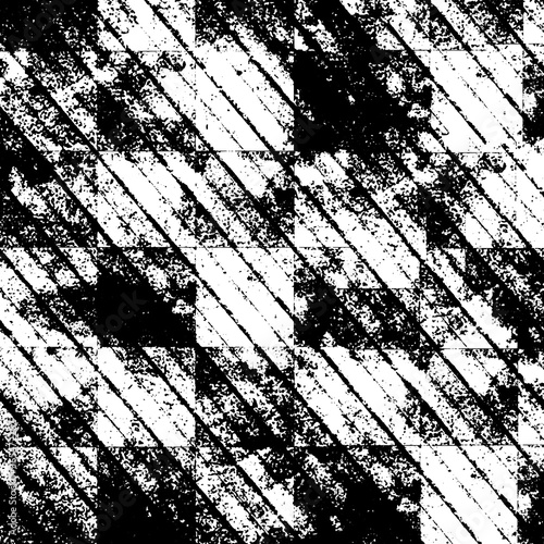 Black and white grunge texture. Vector abstract monochrome background. Old worn surface covered with dirt, scratches, cracks