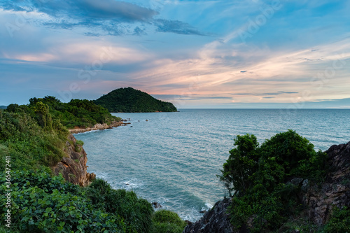 Cliff, cape and small island of famouse viewpoint in Chanthaburi, Thailand