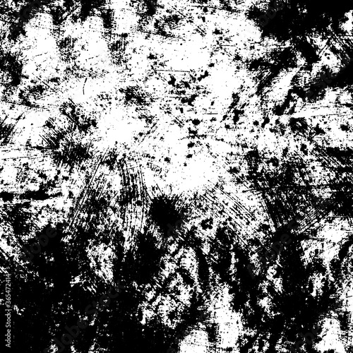 Black and white grunge texture. Vector abstract monochrome background. Old worn surface covered with dirt, scratches, cracks