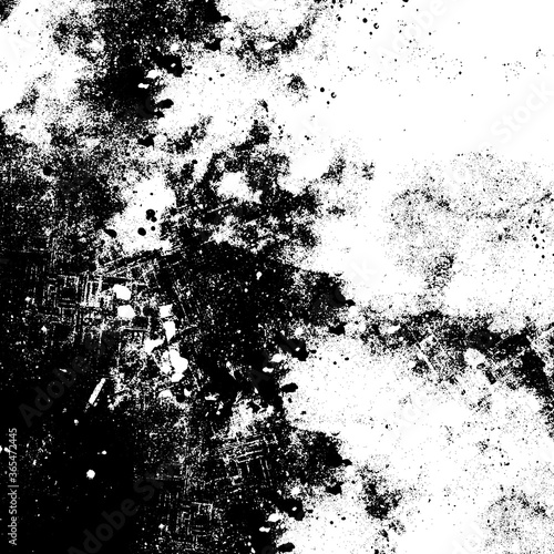 Black and white grunge texture. Vector abstract monochrome background. Old worn surface covered with dirt, scratches, cracks