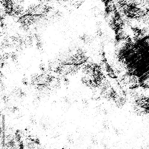 Black and white grunge texture. Vector abstract monochrome background. Old worn surface covered with dirt, scratches, cracks