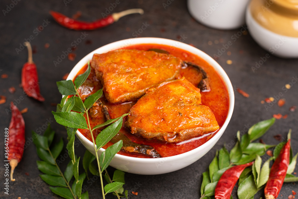 Fish curry, Chettinad Meen Kuzhambu, is a hot and spicy seafood of