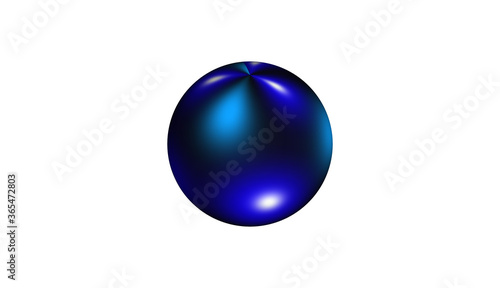 blue glass sphere with a white background