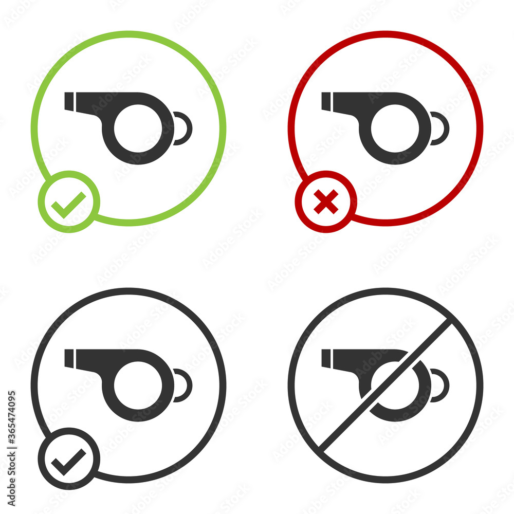 Black Whistle icon isolated on white background. Referee symbol. Fitness and sport sign. Circle button. Vector Illustration. Black Whistle icon isolated on white background. Referee symbol. Fitness and sport sign. Circle button. Vector Illustration.