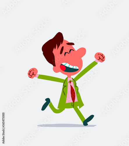 Businessman running euphoric in isolated vector illustration
