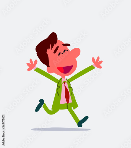 Businessman running euphoric in isolated vector illustration
