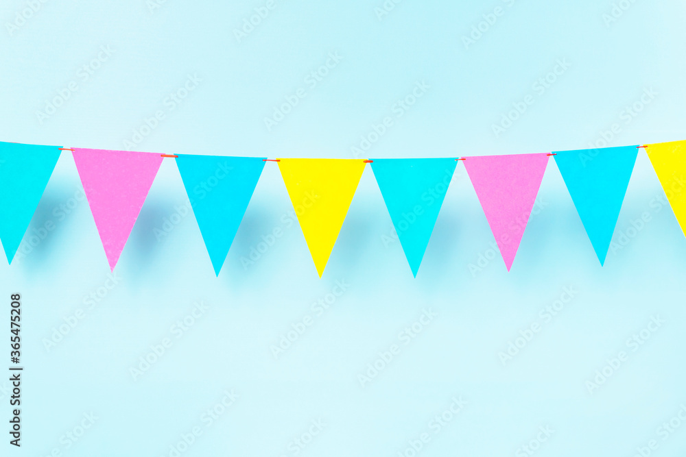 Background for celebration. Garland, triangular flag. お祝い用背景 ガーランド、三角旗 Background for celebration. Garland, triangular flag. お祝い用背景 ガーランド、三角旗