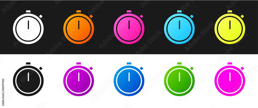 Set Stopwatch icon isolated on black and white background. Time timer sign. Chronometer sign. Vector Illustration. Set Stopwatch icon isolated on black and white background. Time timer sign. Chronometer sign. Vector Illustration.