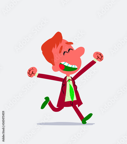 Businessman running euphoric in isolated vector illustration
