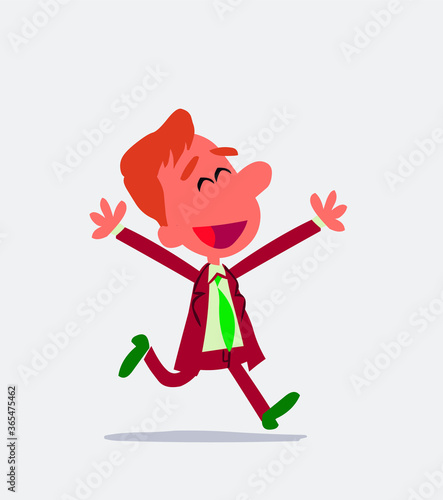 Businessman running euphoric in isolated vector illustration
