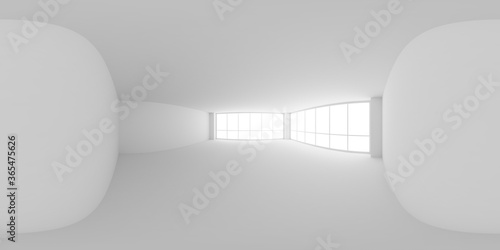 Empty white business office room with light from large windows HDRI map from corner