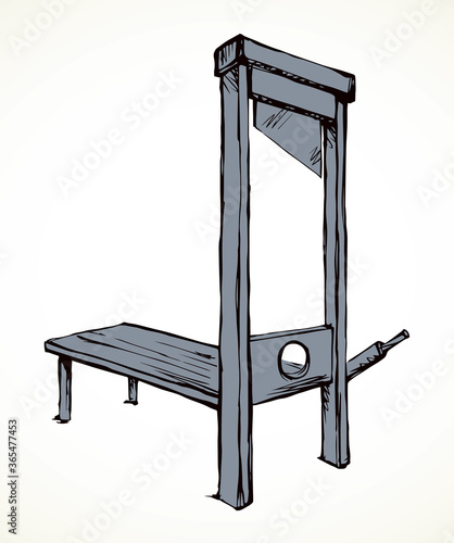 The ancient guillotine. Vector drawing