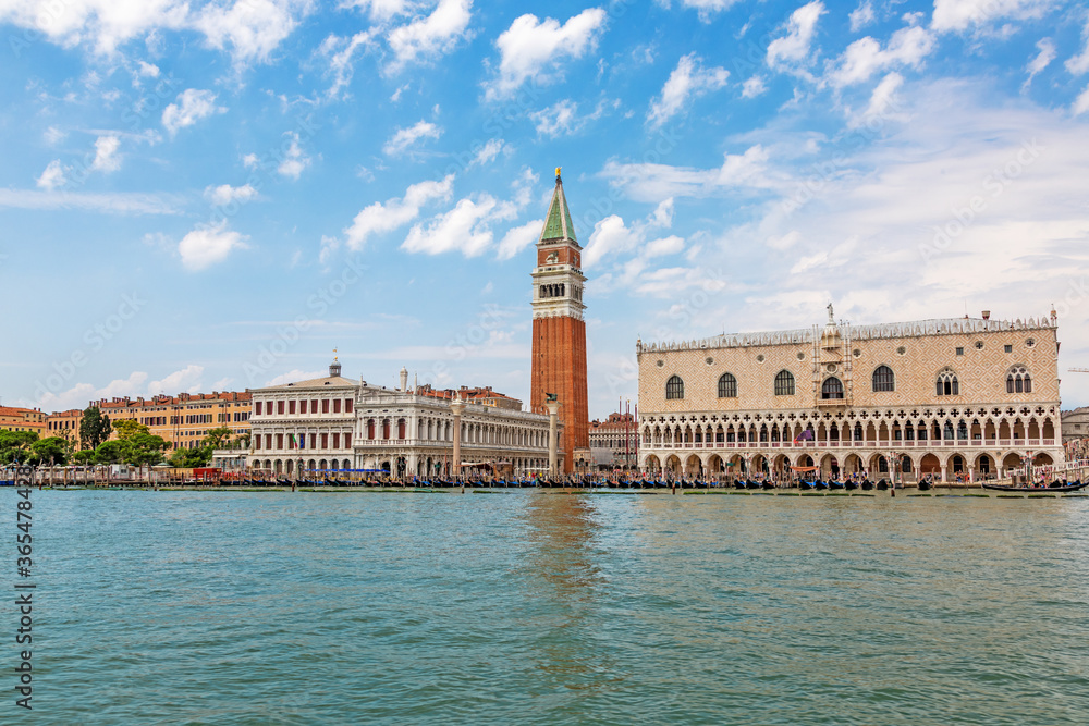 Panoramic view on Venice from lagoon during daytime