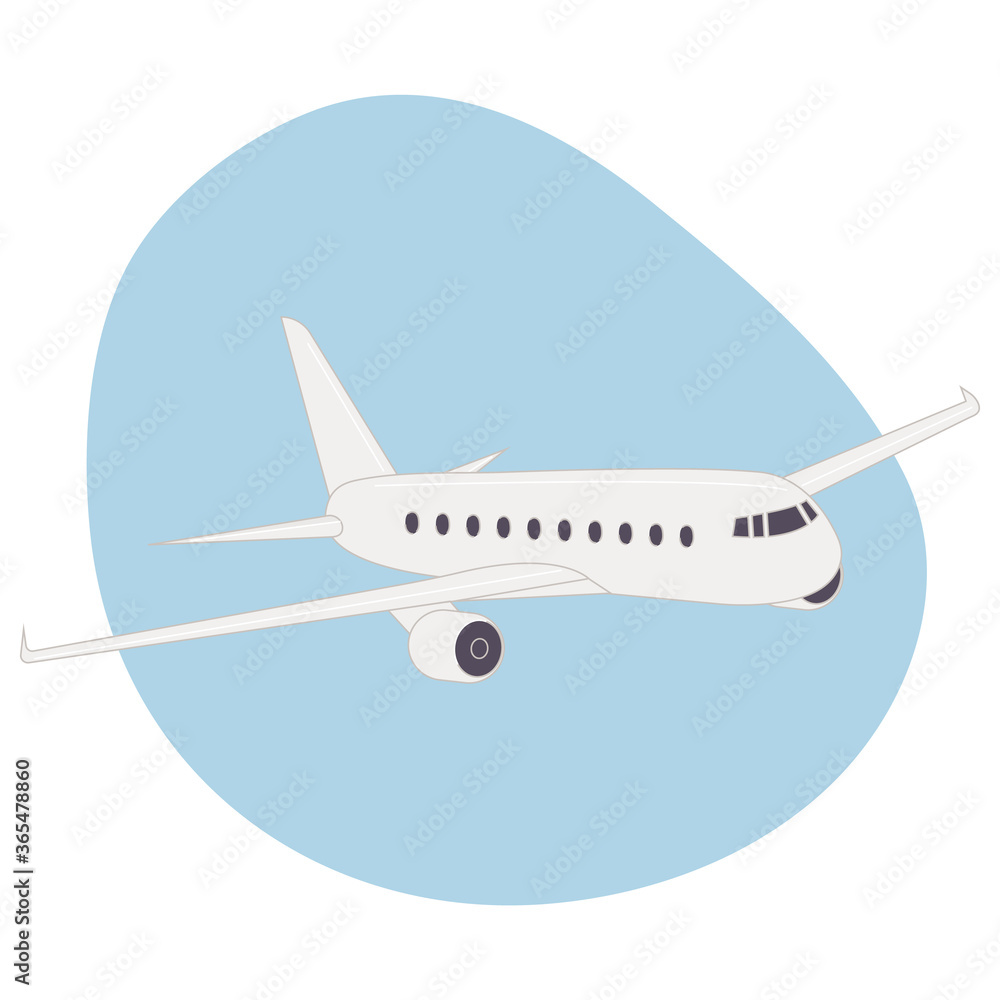 Cartoon flat airplane on white background vector illustration modern style