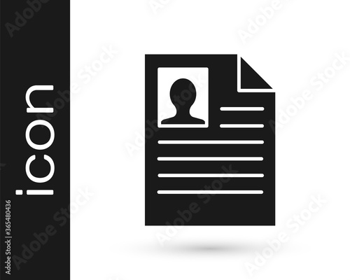 Grey Resume icon isolated on white background. CV application. Searching professional staff. Analyzing personnel resume. Vector Illustration.