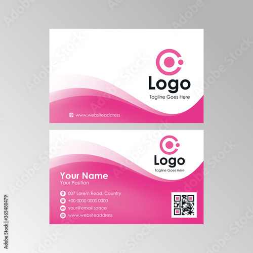 abstract smooth pink white wavy business card design, professional stylish name card template vector