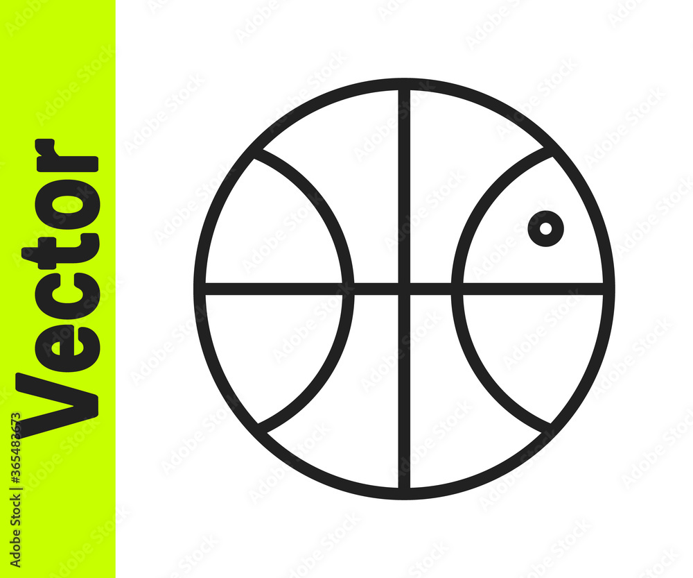 Black line Basketball ball icon isolated on white background. Sport symbol. Vector Illustration. Black line Basketball ball icon isolated on white background. Sport symbol. Vector Illustration.