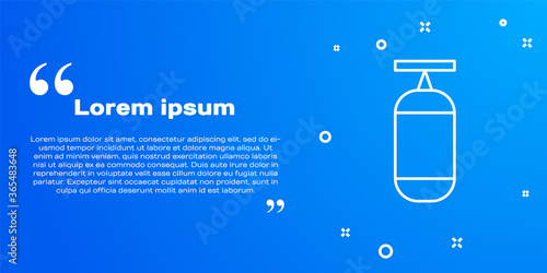 White line Punching bag icon isolated on blue background. Vector Illustration.
