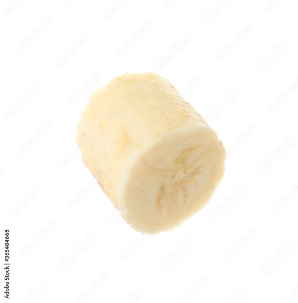 Piece of tasty ripe banana isolated on white Piece of tasty ripe banana isolated on white