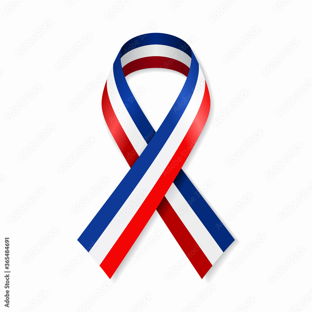 Obraz premium French flag stripe ribbon on white background. Vector illustration.