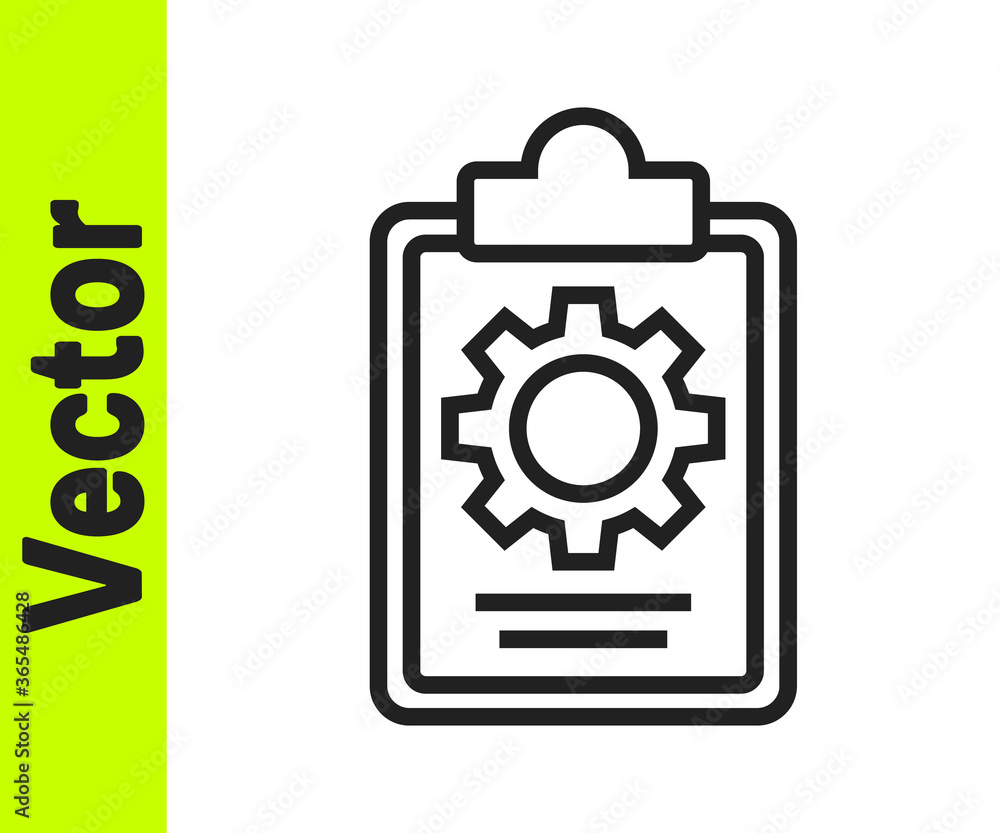 Black line Checklist clipboard with 24 hours service icon isolated on white background. Vector Illustration. Black line Checklist clipboard with 24 hours service icon isolated on white background. Vector Illustration.
