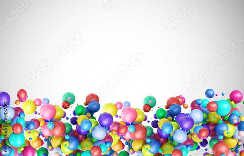 Heap of multicolor balls abstract background with copy space © 3dddmedia