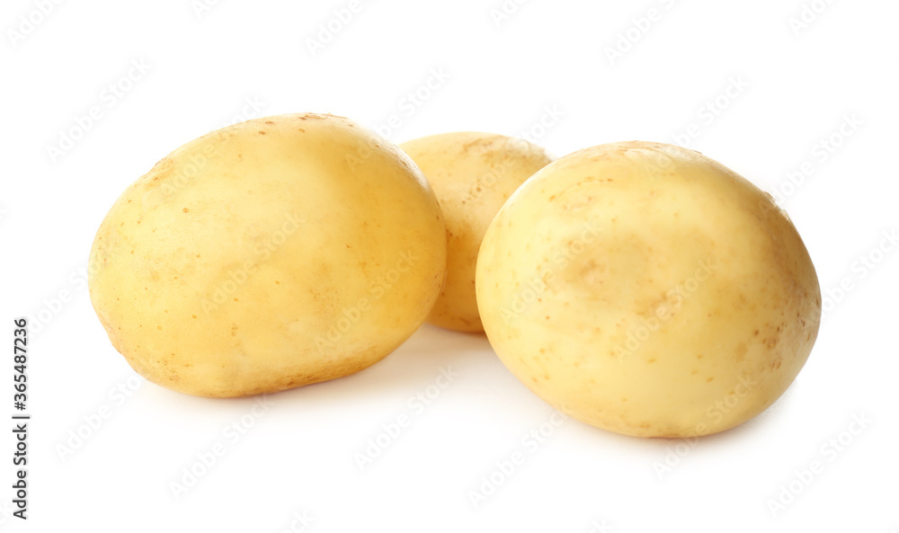 Fresh raw organic potatoes on white background Fresh raw organic potatoes on white background