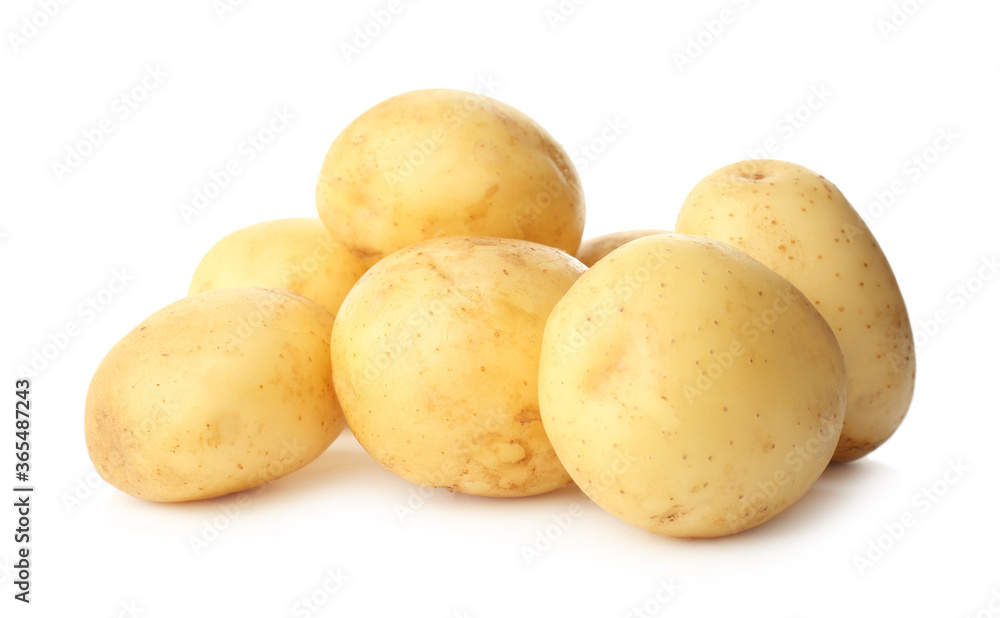Fresh raw organic potatoes on white background Fresh raw organic potatoes on white background