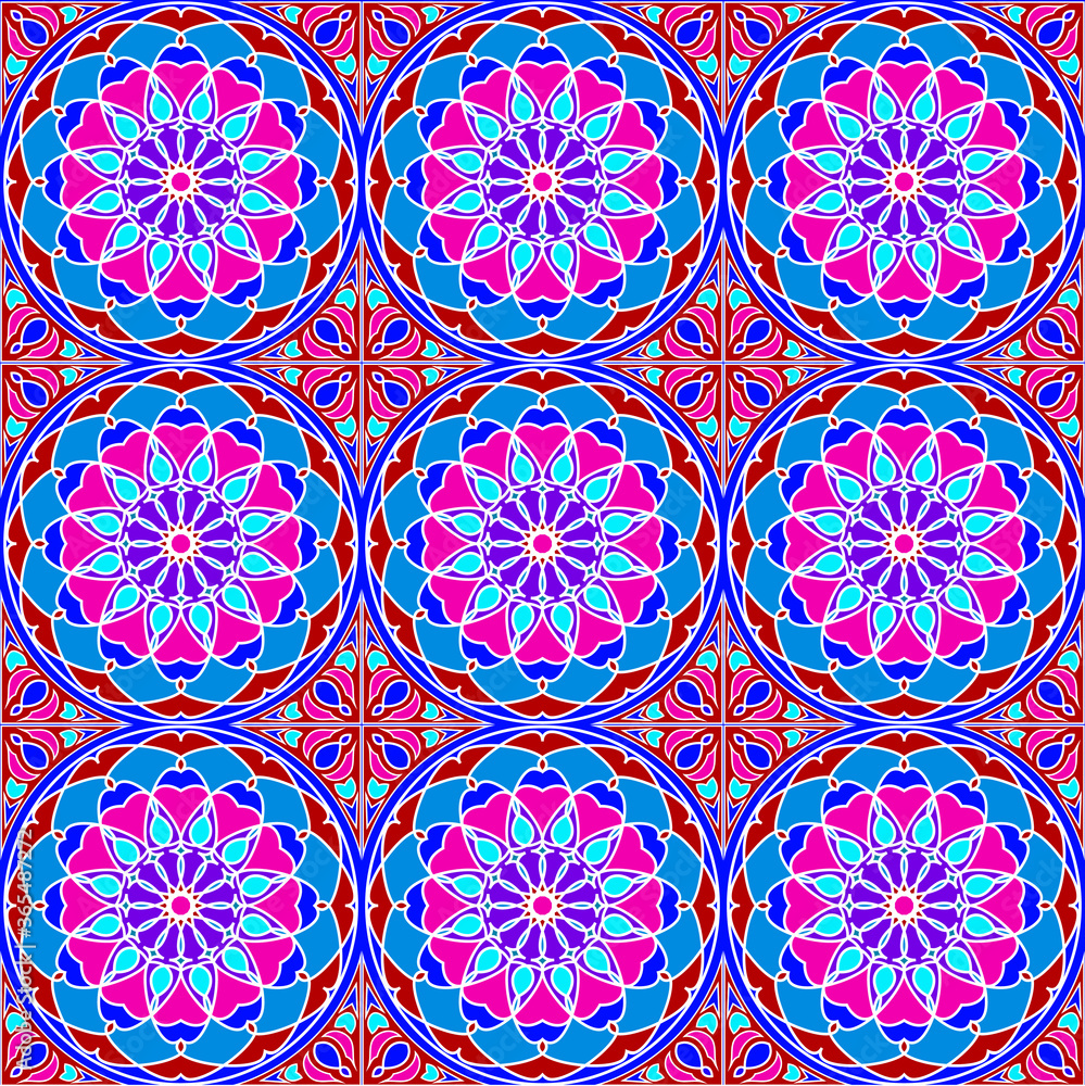 Multicolored abstract mosaic seamless pattern in arabic style vector illustration