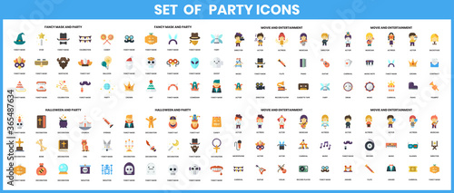 Celebration party icons set for Colorful symbols.