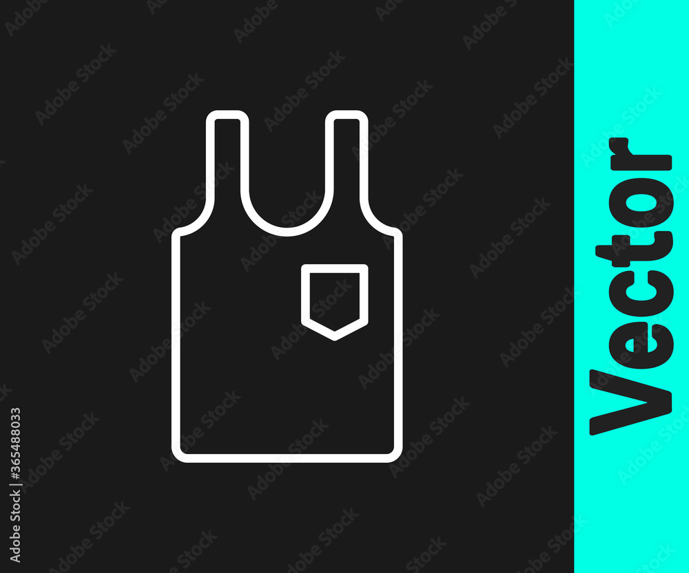 White line Sleeveless T-shirt icon isolated on black background. Vector Illustration. White line Sleeveless T-shirt icon isolated on black background. Vector Illustration.