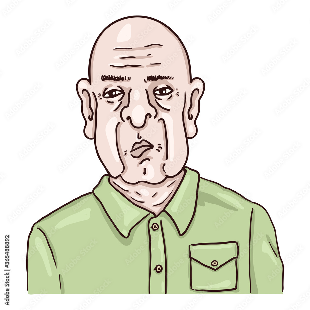 Vector Cartoon Character - Bald Old Man. Vector Cartoon Character - Bald Old Man.