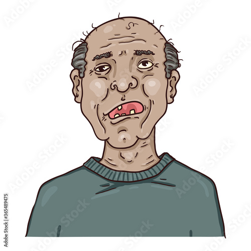 Vector Cartoon Character - Toothless Old Man.