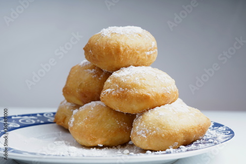 Homemade fried dough pastry fritule or fritters photo