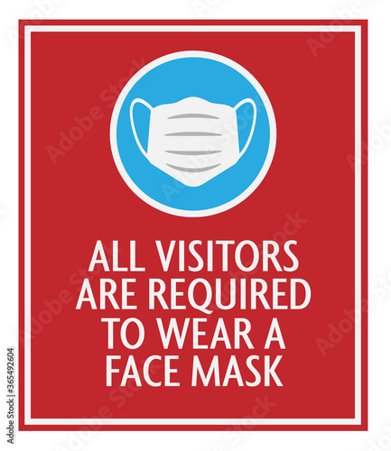 red face mask required sign with protective face covering icon vector illustration