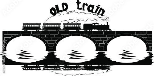 old train moving on the bridge