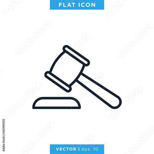 Judge Gavel Icon Vector Design Template. Editable Stroke.