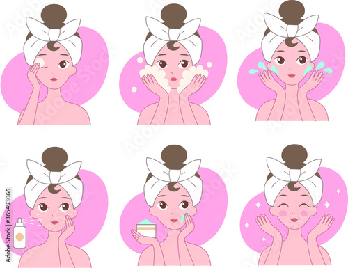 set of skin care routine