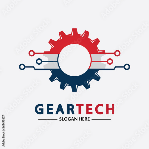 Tech gear logo vector design template. Technology Logo Template Design Vector, Emblem, Design Concept, Creative Symbol, Icon