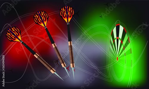 darts on a red background