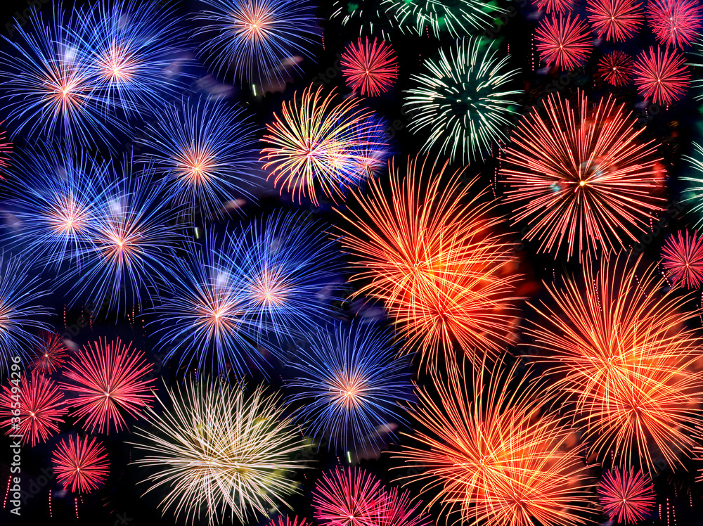 Collection of fireworks explosions in the night sky. Collection of fireworks explosions in the night sky.