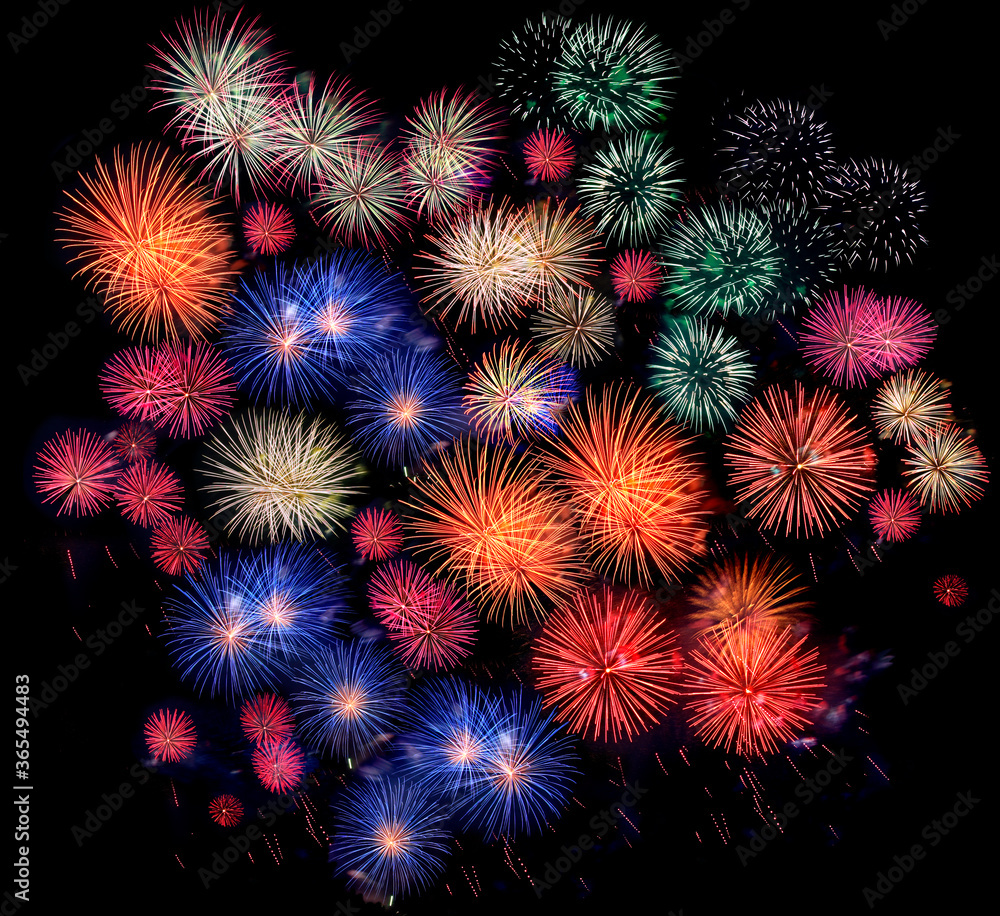 Collection of fireworks explosions in the night sky. Collection of fireworks explosions in the night sky.