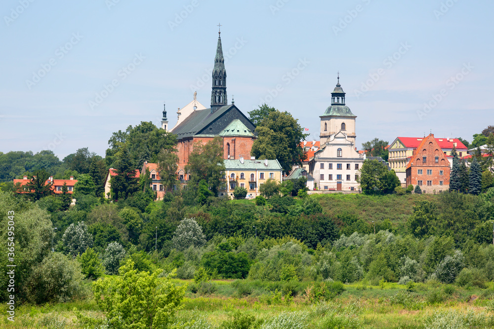 View of the old town from the side of the Vistula river, Sandomierz Cathedral and bell tower, Sandomierz, Poland View of the old town from the side of the Vistula river, Sandomierz Cathedral and bell tower, Sandomierz, Poland