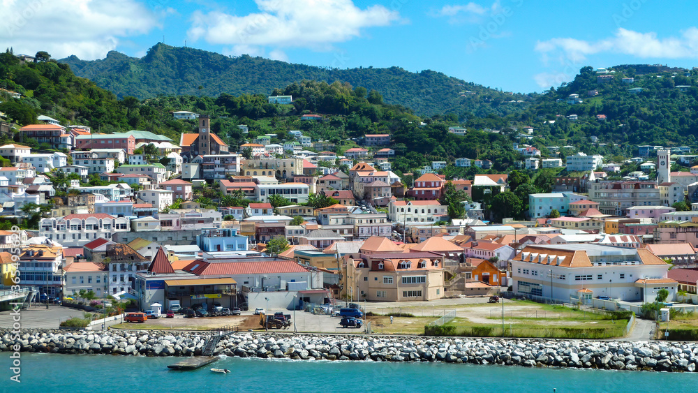 Saint Johns city view from the port, Grenada