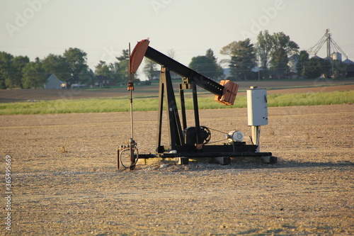 Oil drilling pump on field USA