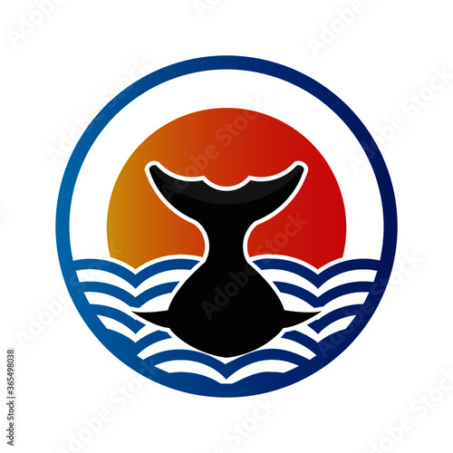 The orca in the sunrise over ocean 02