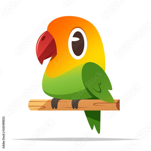 Cartoon lovebird parrot vector isolated illustration