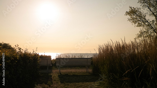 Beautiful view of sunset over Baltc Sea in Gdynia, Poland. photo